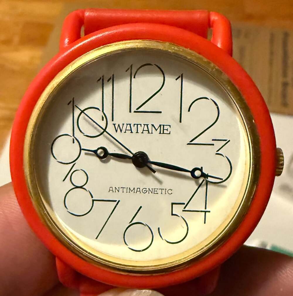 Watame Antimagnetic Quartz Watch With Red Strap and Large Arabic Numerals